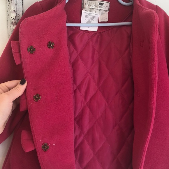 Beautiful dark pink bow button dress coat - Picture 7 of 7